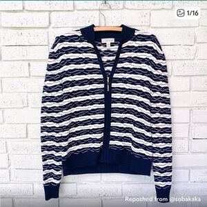 St. John Black and Cream Wave Pattern Bomber Jacket